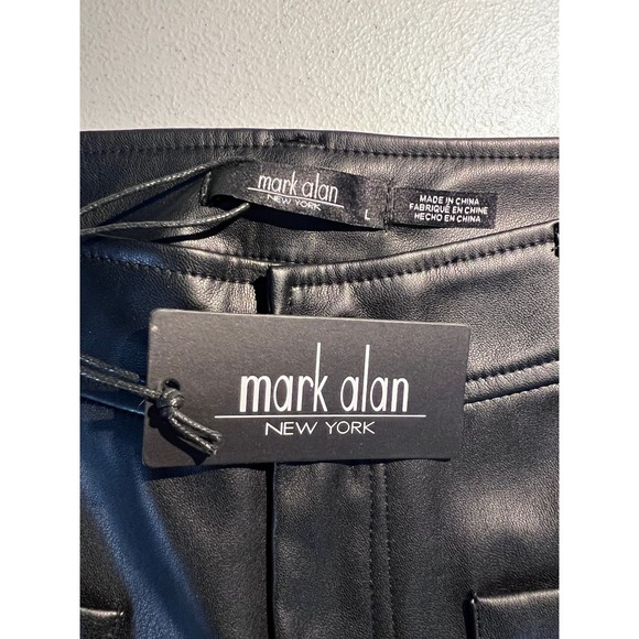NEW Mark Alan Black Faux Vegan Leather Wide Leg Crop Modern Mob Wife Work Pants - Picture 5 of 6